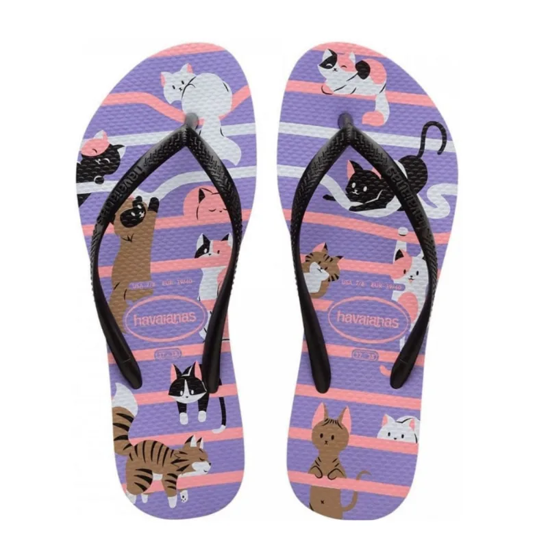 Sandália Havaianas Feminina Slim Pets Roxo Paisley 35/36 - HAVAIANAS