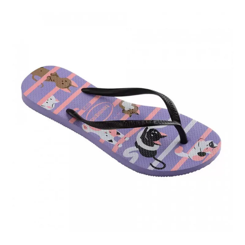Sandália Havaianas Feminina Slim Pets Roxo Paisley 37/38 - HAVAIANAS