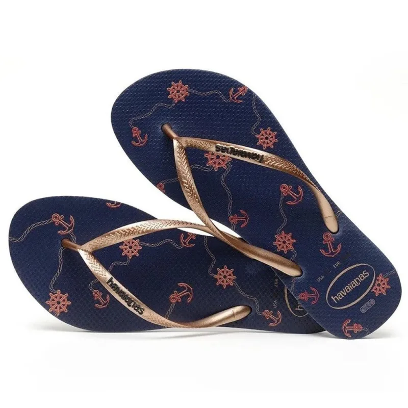 Sandália Havaianas Slim Nautical 37/38 Marinho/Rosé - Havaianas - Vestuário