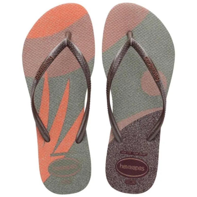 Chinelo Havaianas Feminina Slim Palette Glow Crocus com Glitter Rosa 35 36