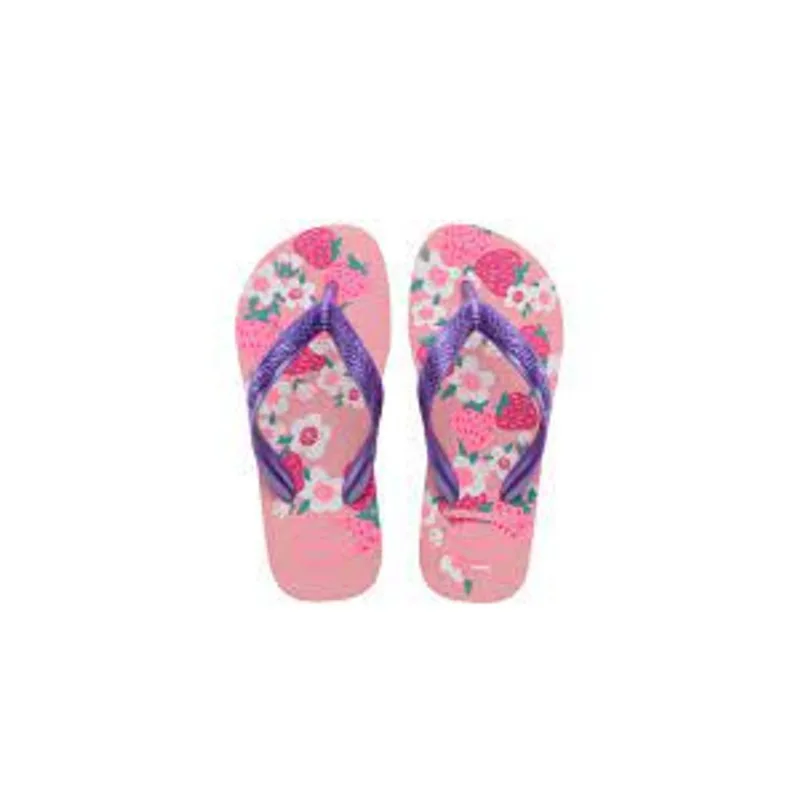 Sandália Havaianas Kids Flores Rosa Macaron 31/32