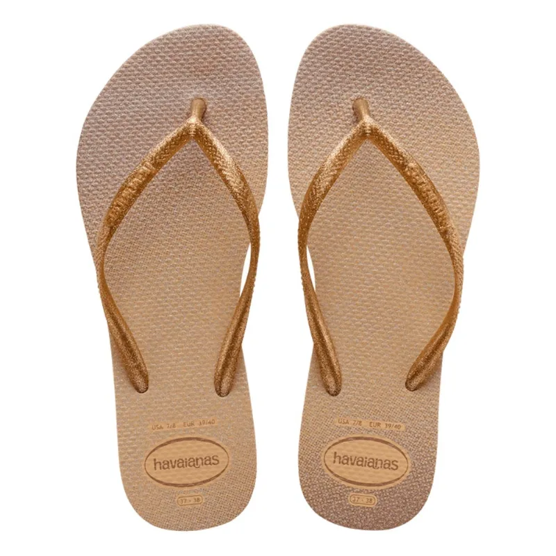 Sandália Havaianas Slim Gloss Dourado Tamanho 37/38 1 Par