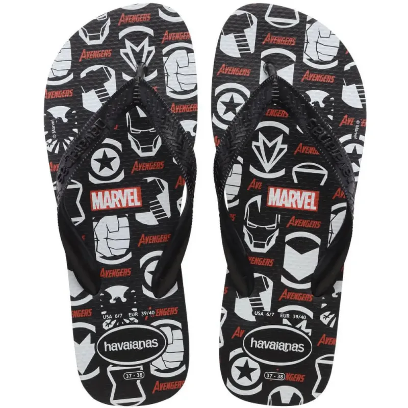 Sandália Havaianas Adulto Top Logomania Marvel Preto 35/36 - HAVAIANAS