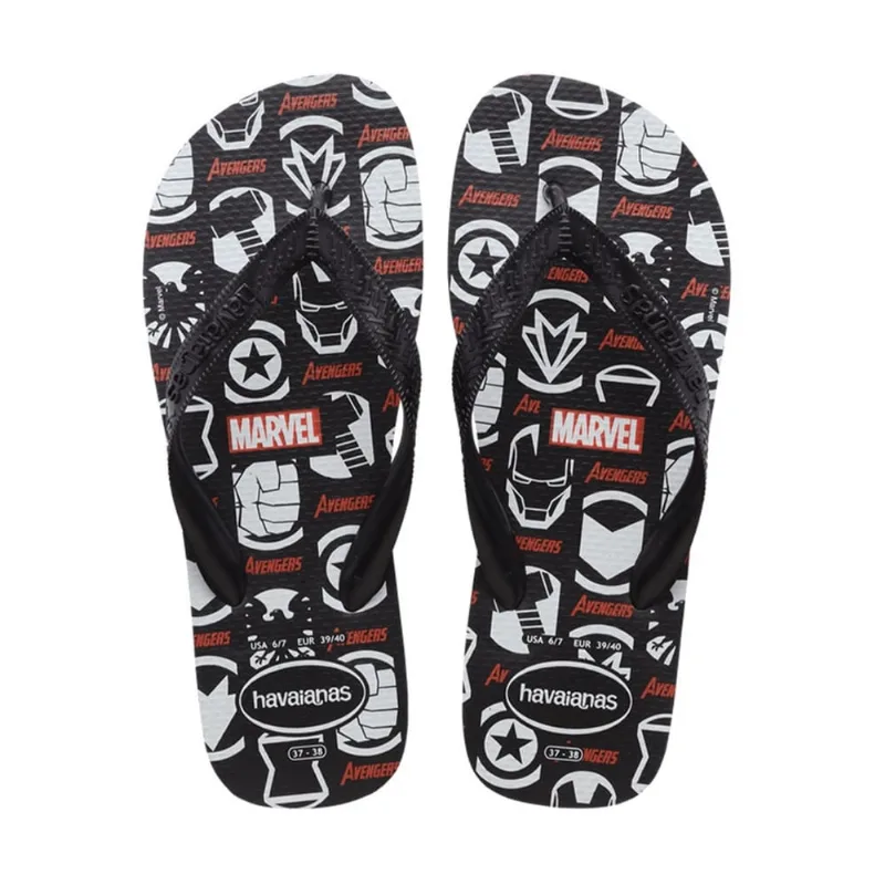 Sandália Havaianas Adulto Top Logomania Marvel Preto 41/42 - HAVAIANAS