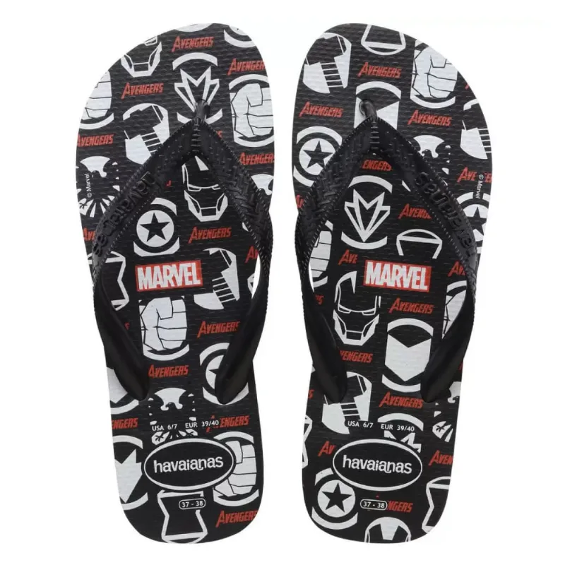 Sandália Havaianas Adulto Top Logomania Marvel Preto 43/44