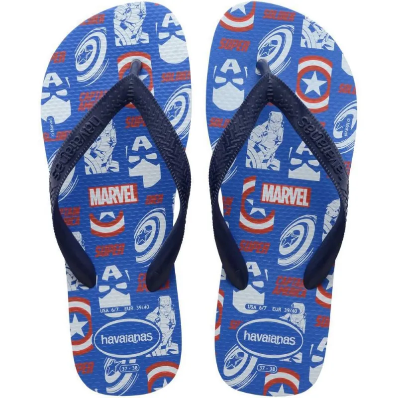 Chinelo Havaianas Licenciado Marvel Logo Mania 33/4 Azul
