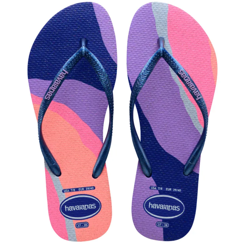 Sandália Havaianas Feminina Slim Palette Glow Azul 37/38 - Havaianas - Vestuário
