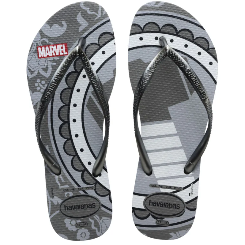 Sandália Havaianas Adulto Slim Marvel Cinza 35/36 - Havaianas - Vestuário
