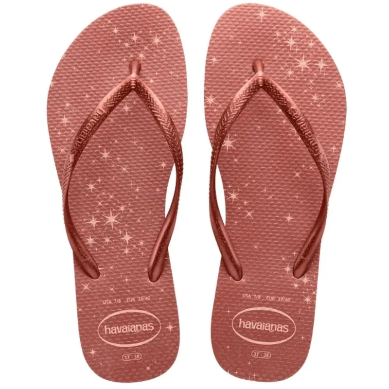 Sandália Havaianas Feminina Slim Gloss Rosa Ballet/Dourado Blush 33/34