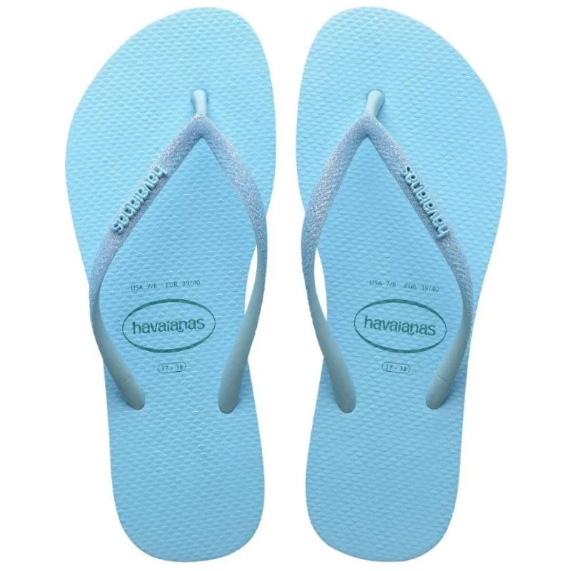 Chinelo de Dedo Havaianas Feminino Slim Glitter Neon Azul 37/38