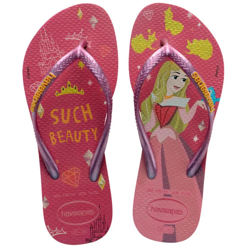 Sandália Havaianas Kids Slim Princess Rosa Cristal 33/34 - Havaianas - Vestuário