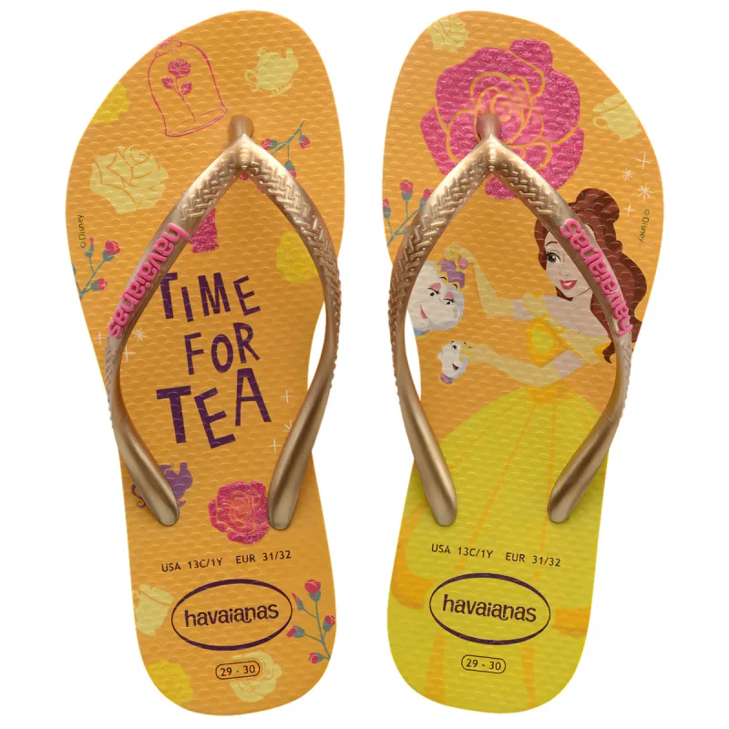 Sandália Havaianas Kids Slim Princess Amarelo Limão/Dourado 31/32 - Havaianas - Vestuário