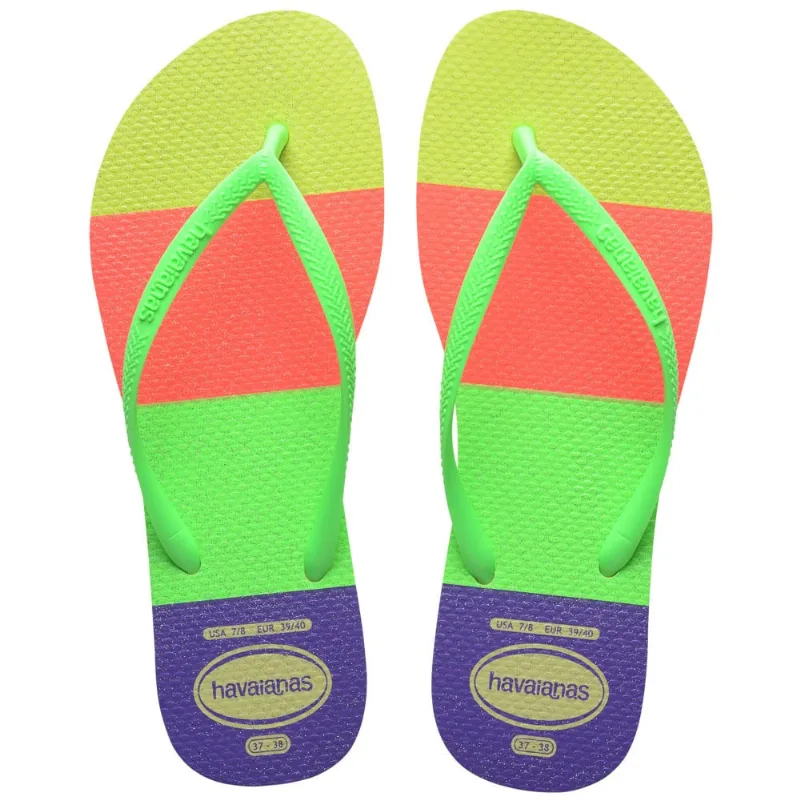 Chinelo Havaianas Slim Neon Glow Feminino, Glitter, Original - Havaianas