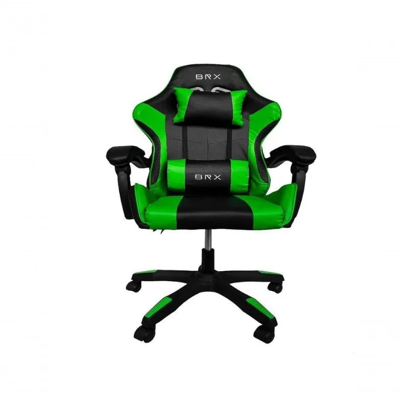 Cadeira Gamer Impact em Tecido com Encosto Reclinável, Apoio de Braços Ajustável e Almofadas Verde - BRX - Informática