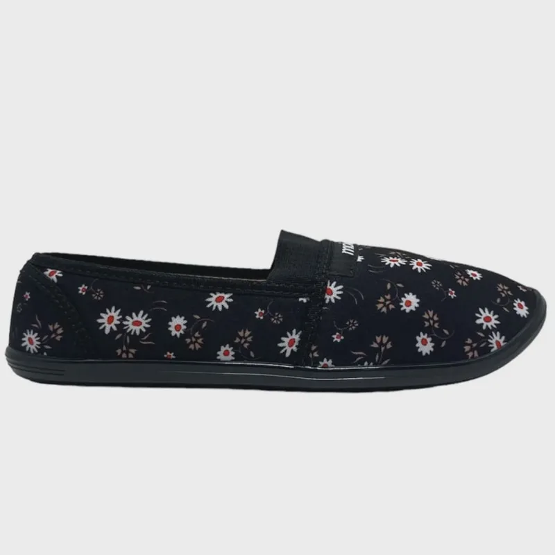 Sapatilha Moleca Multi Pano Elástico Feminino Preto Floral