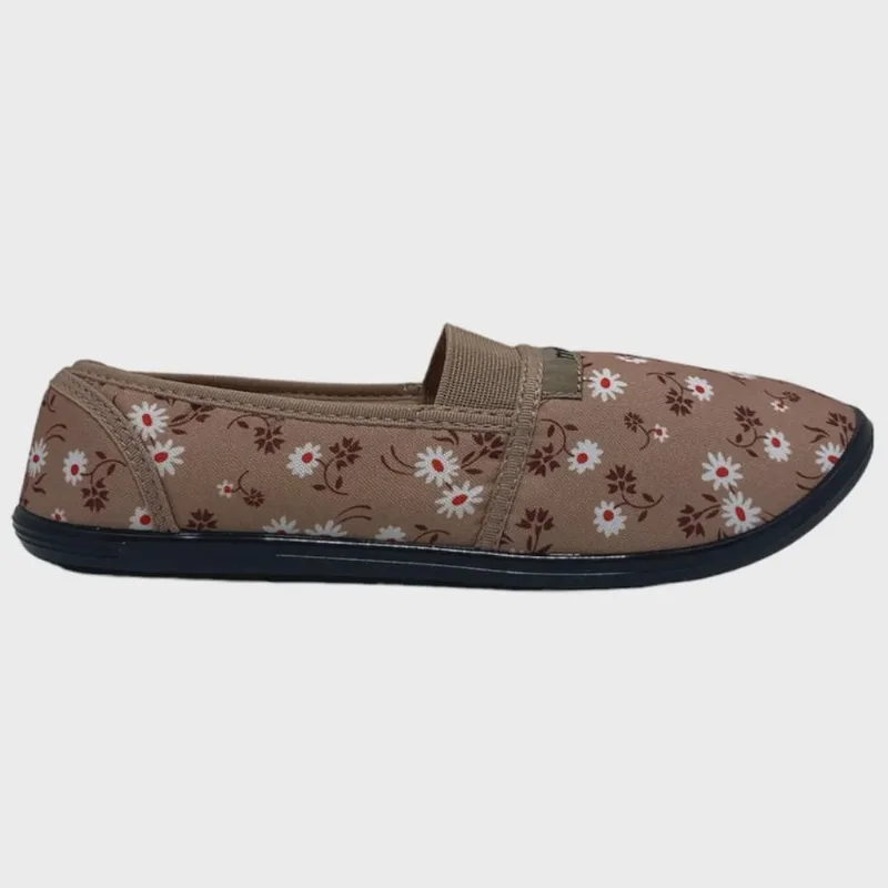Sapatilha Moleca Multi Pano Elástico Feminino Nude Jasmim Floral