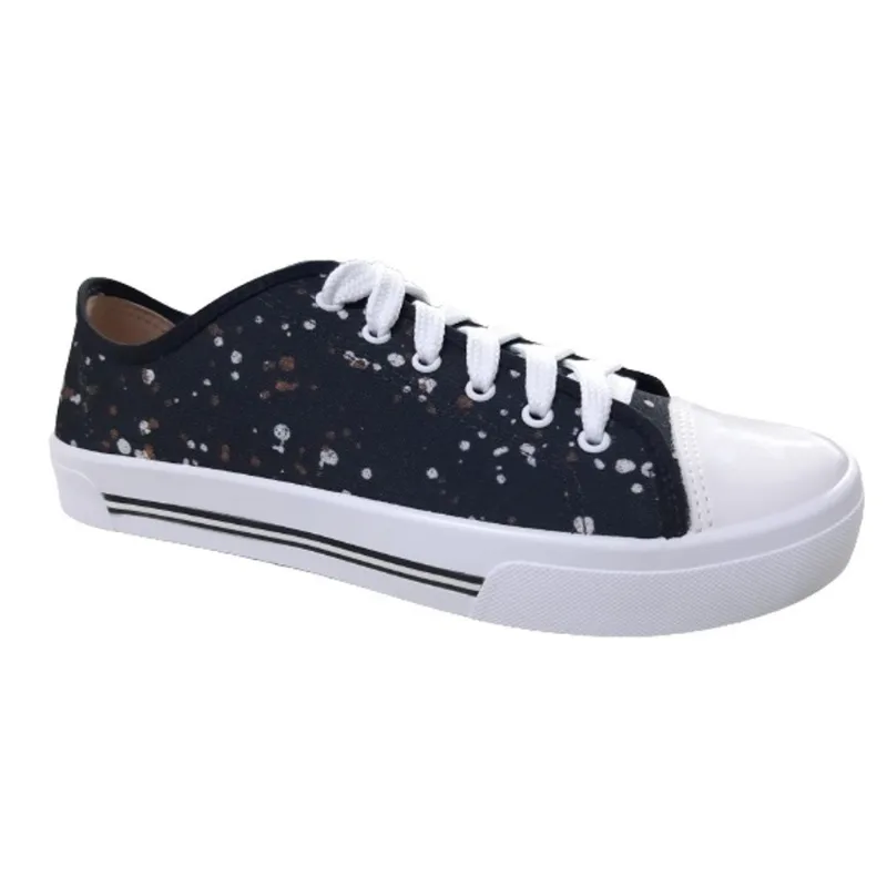Tênis feminino casual moleca Lona Preto com bolinhas 35 ao 39