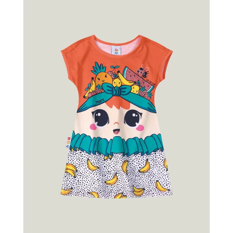 Vestido Bananinhas Malha Menina Zig Zaa 6