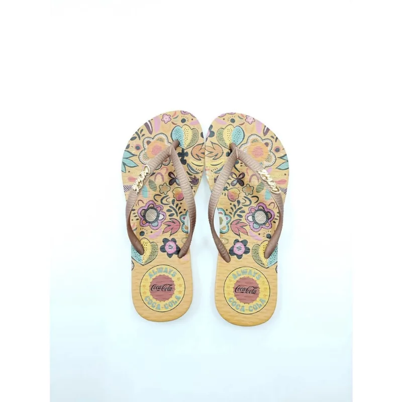 Chinelo Sandalia Coca Cola Love And Peace Bege