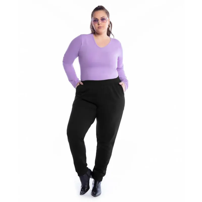Calça Plus Feminina Moletom Jogger - Não Disponível