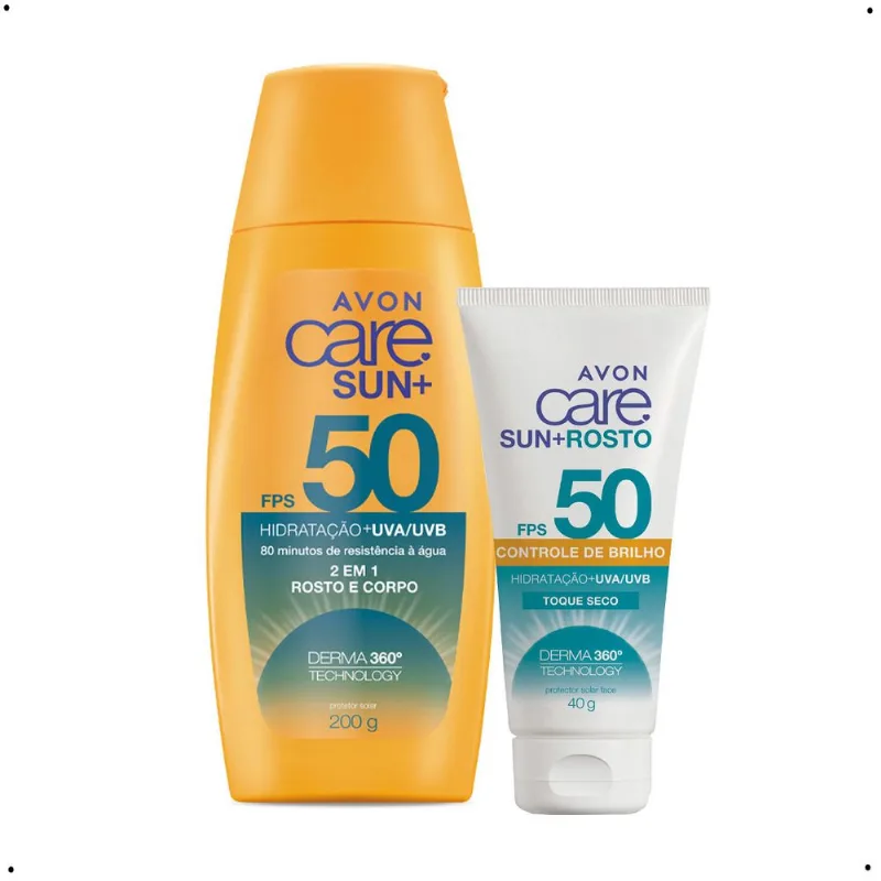 Kit C/2 Protetor Solar FPS 50 Care Sun+ Corpo e Rosto Avon