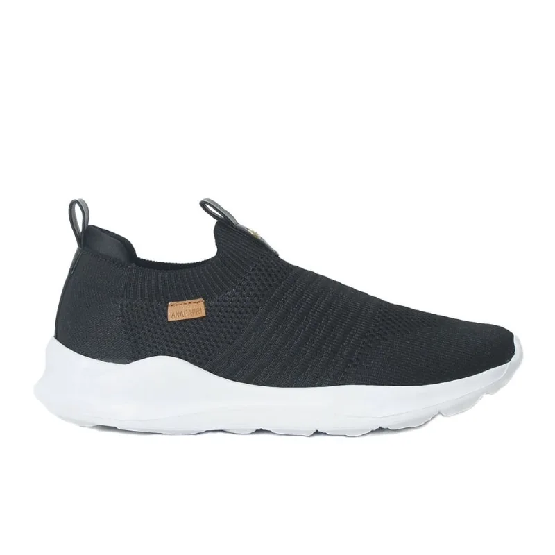 Tênis slip on preto knit liso 39 C 30265 0002 0005 anacapri