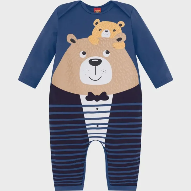 Macacão Bebê Masculino Manga Longa Estampado Kyly
