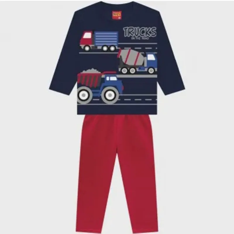 Conjunto Moletom Bebê Masculino Kyly Caminhoes