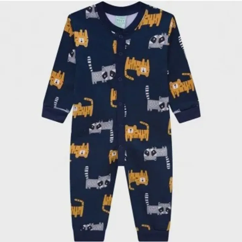 Pijama Macacão Bebê Manga Longa Flanelado Kyly