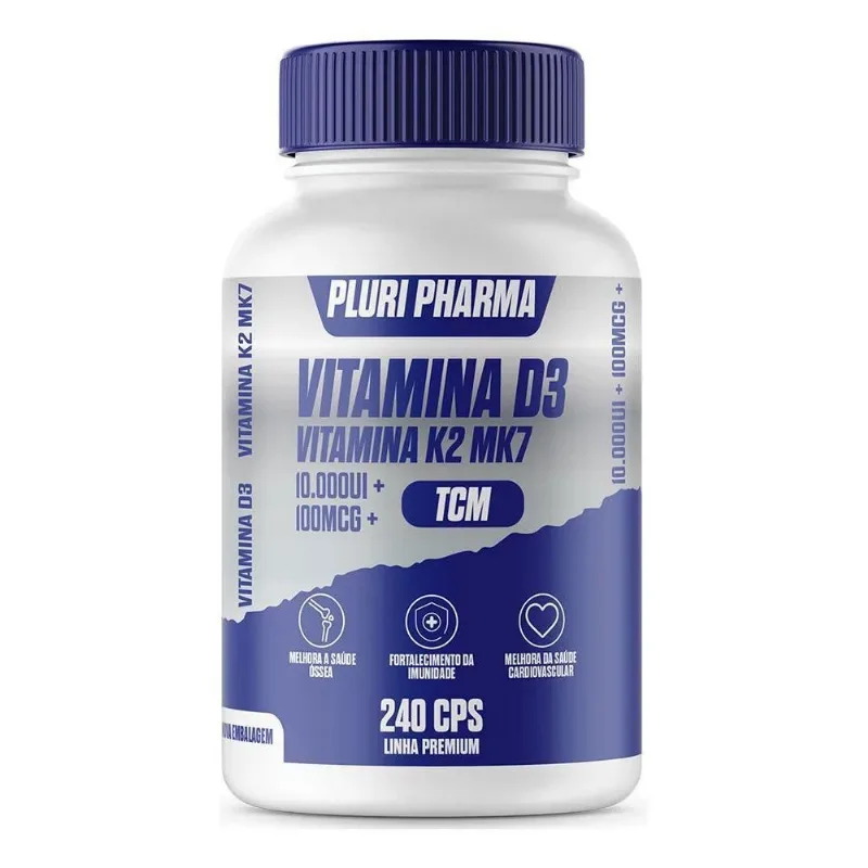 3x Vitamina D3 10.000ui + Vitk2 Mk7 100mcg C/240 Cápsulas