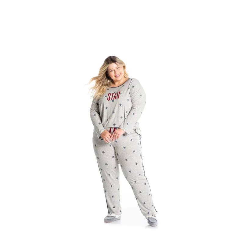 Pijama Longo Stars Plus Size Cassia (Daniela Tombini) 7344B