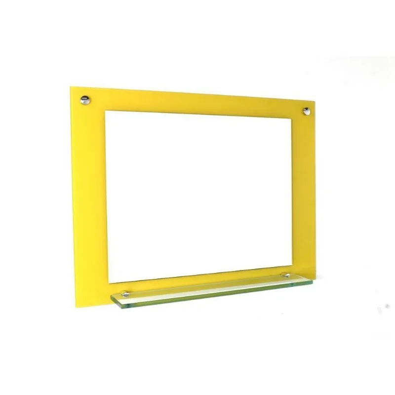 Espelho Para Banheiro Com Prateleira 60Cm Amarelo