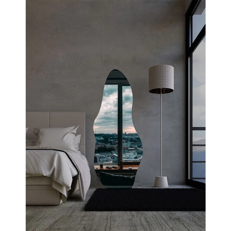 Espelho Orgânico Luxo Grande 170 X 70 Corpo Inteiro Moderno Lapidado Com Suporte