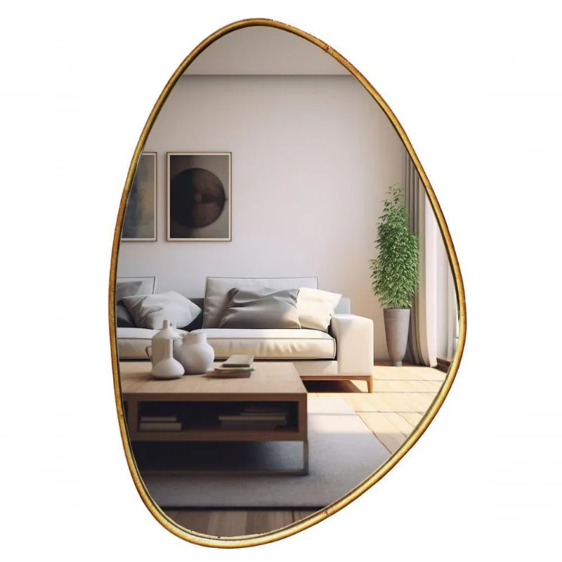 Espelho Organico Moldura Em Lamina De Madeira 90cm X 65cm Com Borda Lançamento Luxo Grande