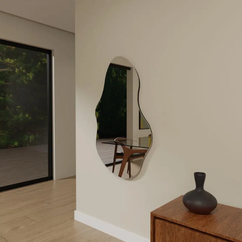 Espelho Orgânico 115cm X 70cm E03 Decorativo Lançamento Lapidado Salão Quarto Banheiro Sala Luxo