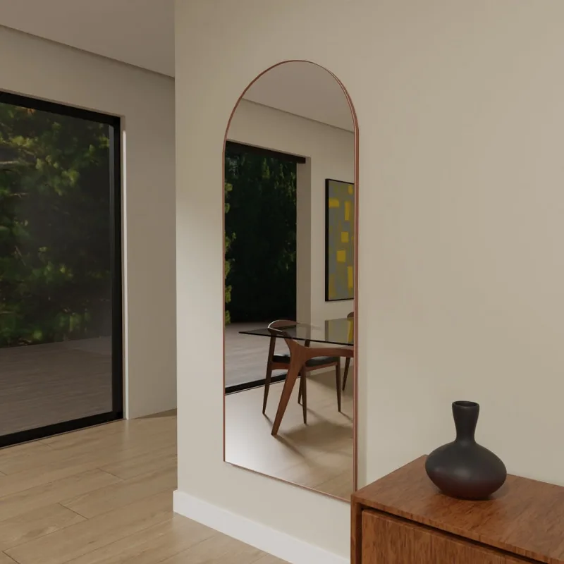 Espelho Orgânico 115cm x 60cm E13 Moldura Couro Caramelo Luxo Lançamento Promoção Quarto