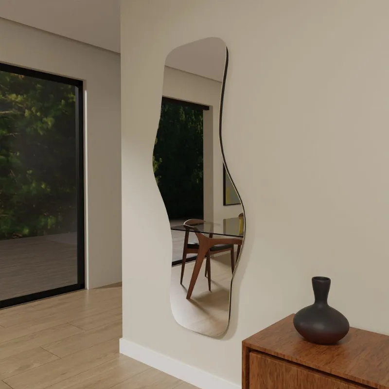 Espelho Orgânico 115cm X 60cm E21 Decorativo Lançamento Lapidado Salão Quarto Banheiro Sala Luxo
