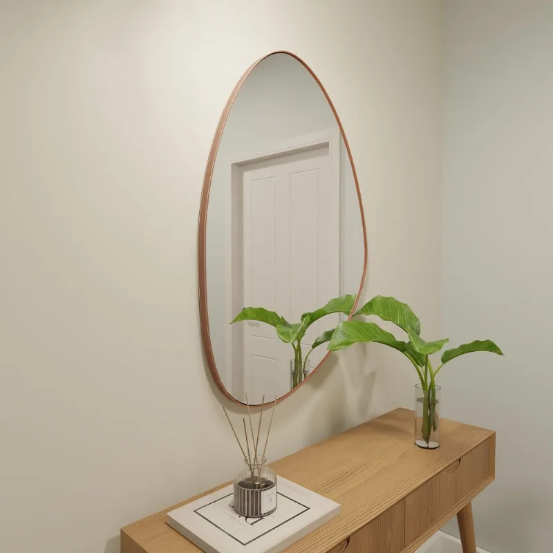 Espelho Orgânico 115cm x 70cm E02 Moldura Couro Caramelo Luxo Lançamento Promoção Quarto