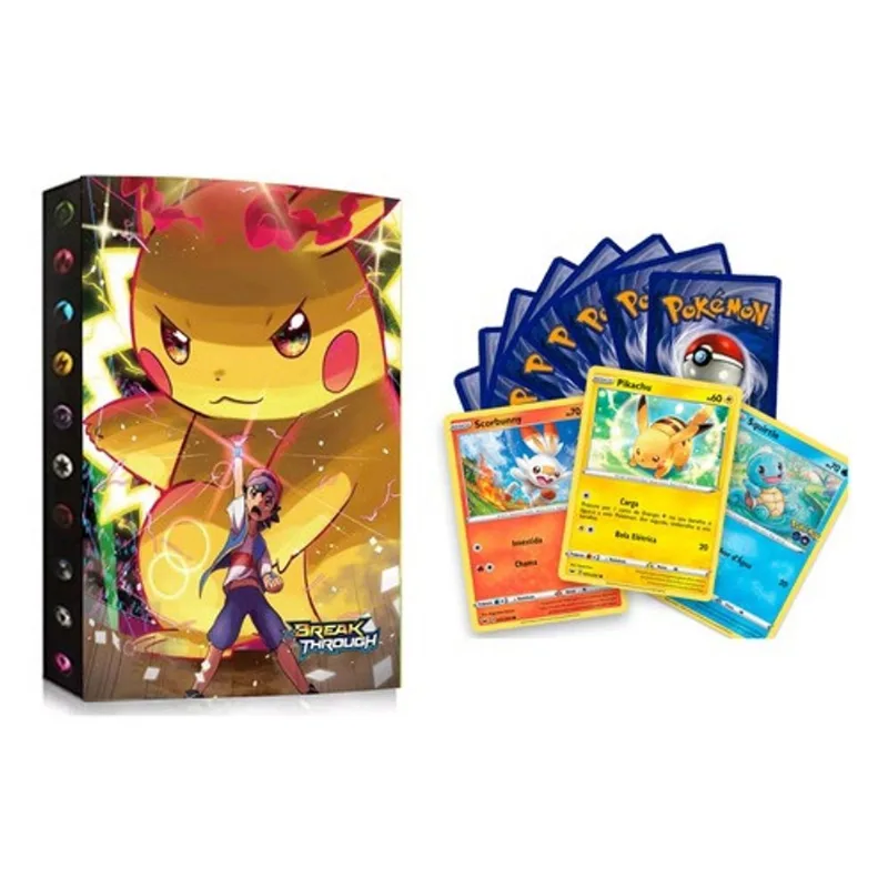 Album Pasta Pokemon Pikachu Ash Porta 432 Cartas + 50 Cards