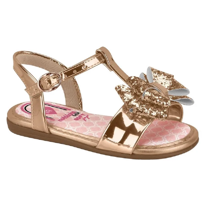 Sandália Fem Infantil Metal Glamour Ouro Rosado 2112.560