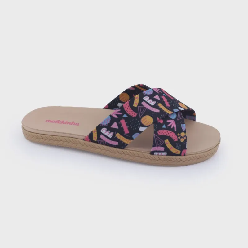 Chinelo feminino infantil Molekinha 2301.204 slide X macio