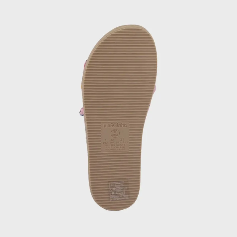 Chinelo feminino infantil Molekinha 2301.207 slide tira laço