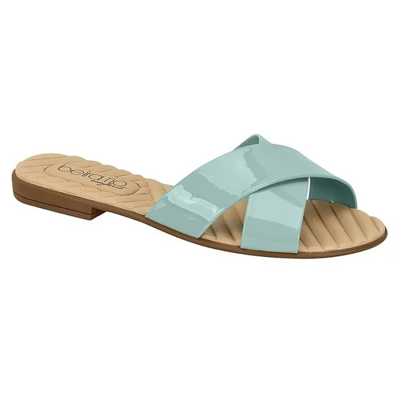 Rasteira Fem Beira Rio Verniz Premium Light Turquesa 8350.203