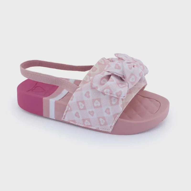 Chinelo Slide feminino bebê Molekinha 2125.401 laço rosa