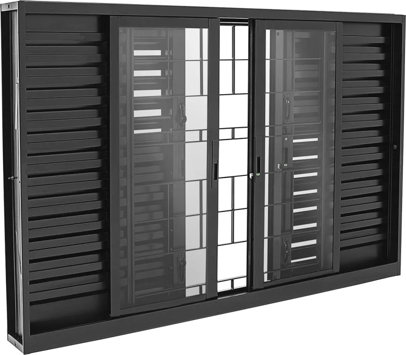 Janela Veneziana Mul 6Fls C/Grade Quad 100X150X16Cm Preto Pratikablack - Sasazaki - Portas E Janelas