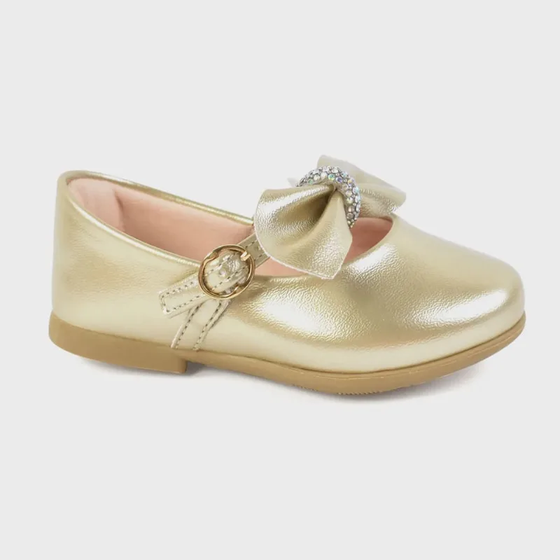 Sapatilha Kidy Infantil Fivela Com Laço Dourado