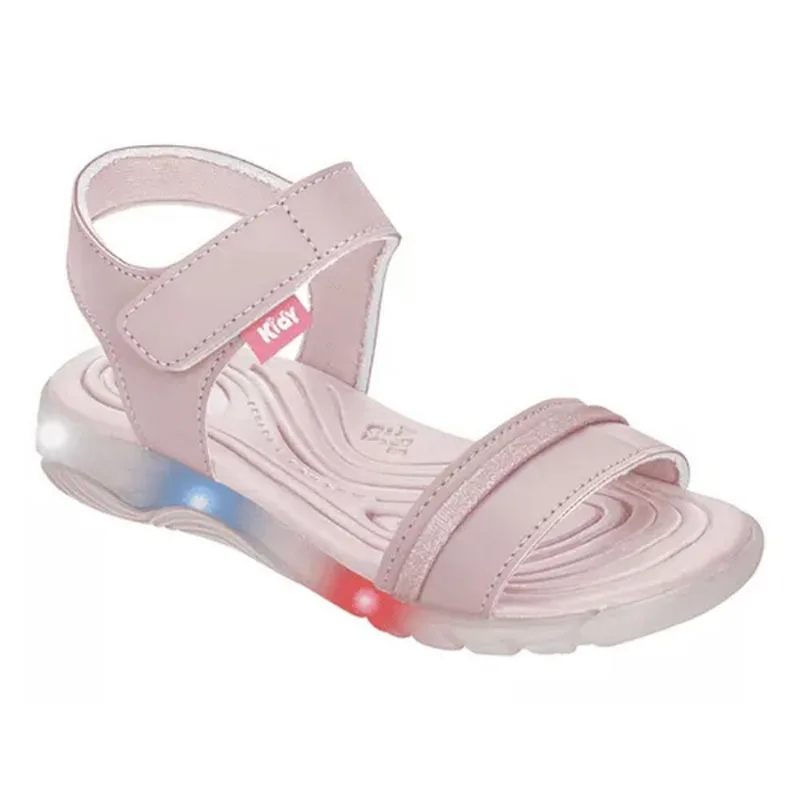 Sandalia Infantil Kidy Menina Wave com Led e Ajuste - Rosa