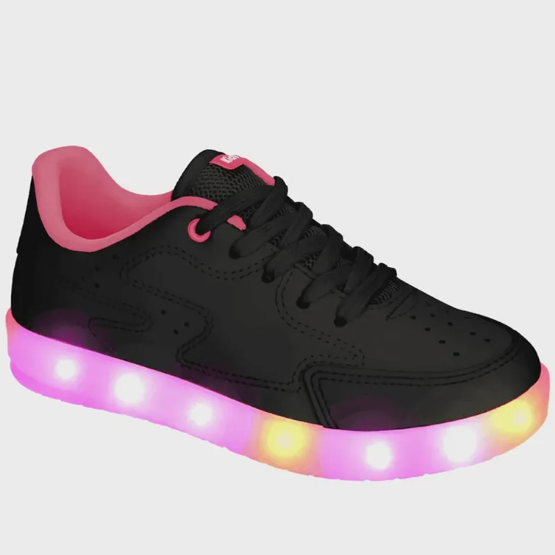 Tênis Infantil Kidy Hype Com Led Escolar Escola Colegial Colégio Original Menina Feminino Conforto Durabilidade Anatomico Voltas às Aulas Macio Calce Fácil Resistente