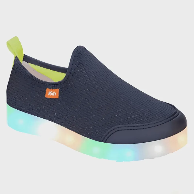 Tênis Infantil Kidy Hype Led Calce Fácil Marinho E Verde Escolar Escola Colegial Colégio Original Menino Masculino Conforto Durabilidade Anatômico Voltas às Aulas Macio Calce Fácil Resistente