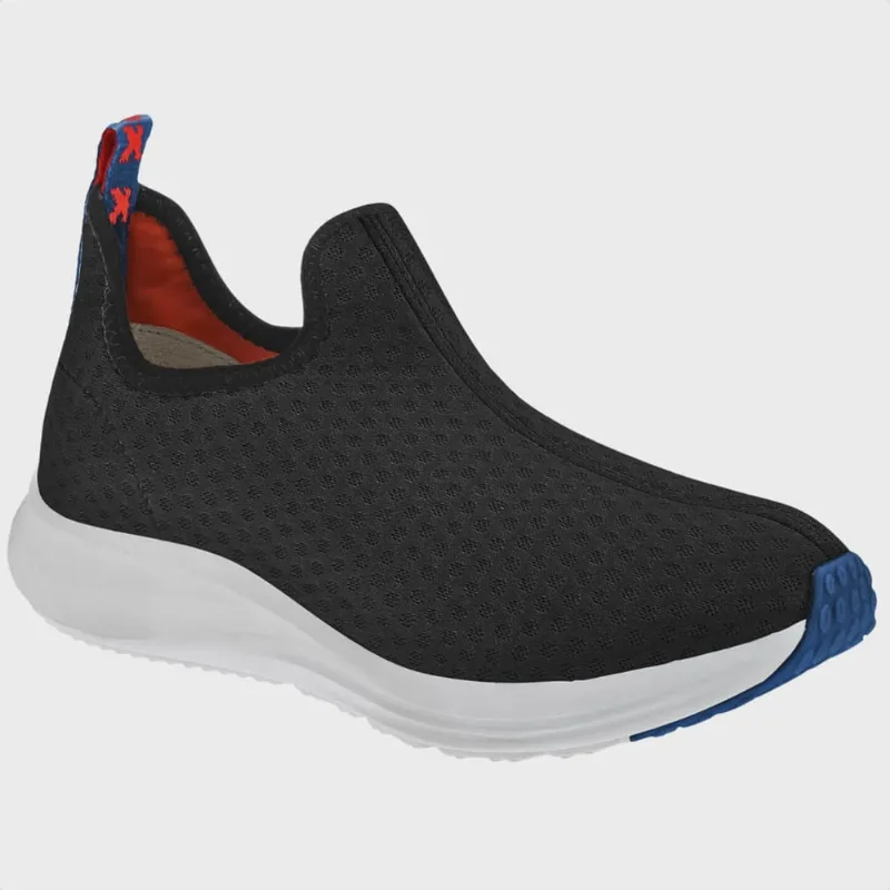 Tênis Infantil Kidy Calce Fácil Energy Preto E Azul Escolar Escola Colegial Colégio Original Menino Masculino Conforto Durabilidade Anatômico Voltas às Aulas Macio Calce Fácil Resistente